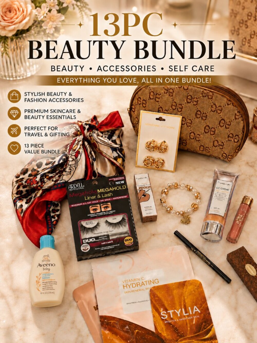 13pc Beauty Bundle - Brown